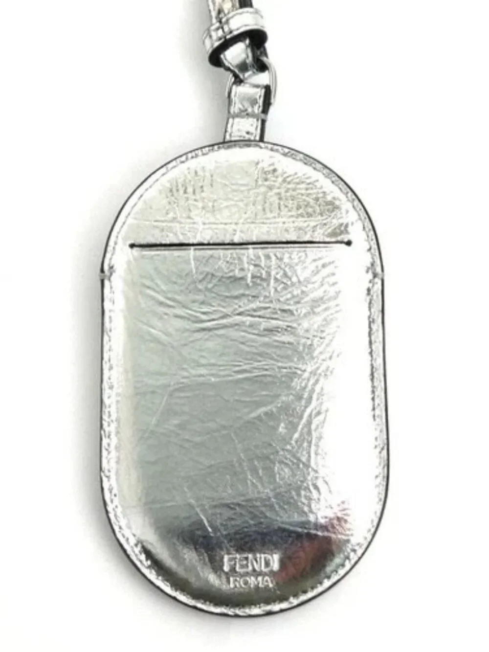 Auth FENDI Pass Case Holder Silver Leather - 56556a - Picture 3 of 9